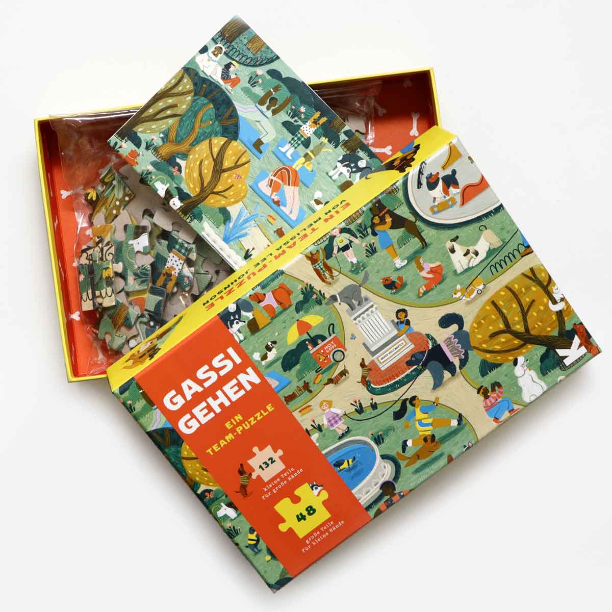 Gassi gehen Puzzle zwei Größen 180 Teile ab 6 Jahren