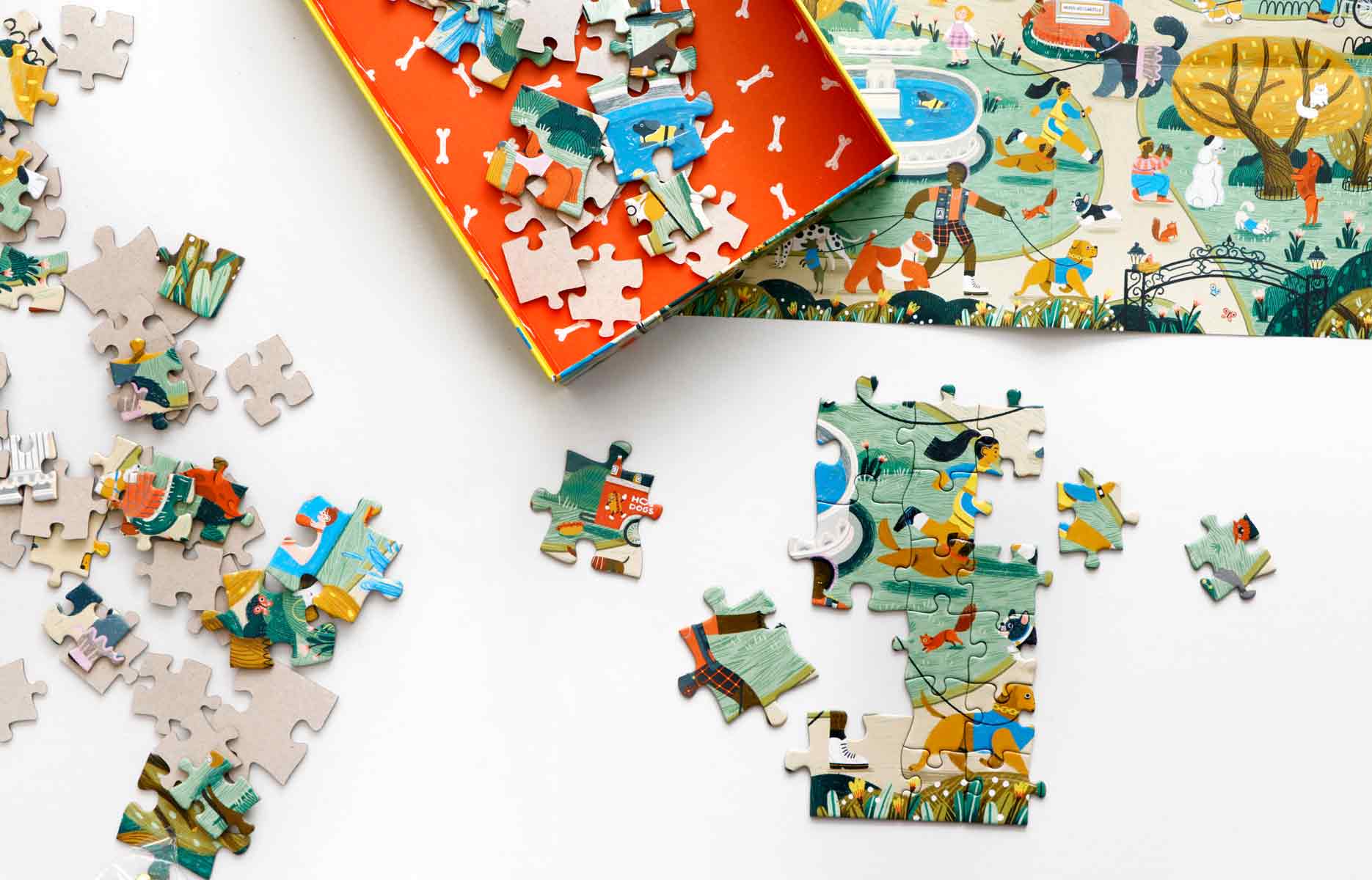 Gassi gehen Puzzle zwei Größen 180 Teile ab 6 Jahren