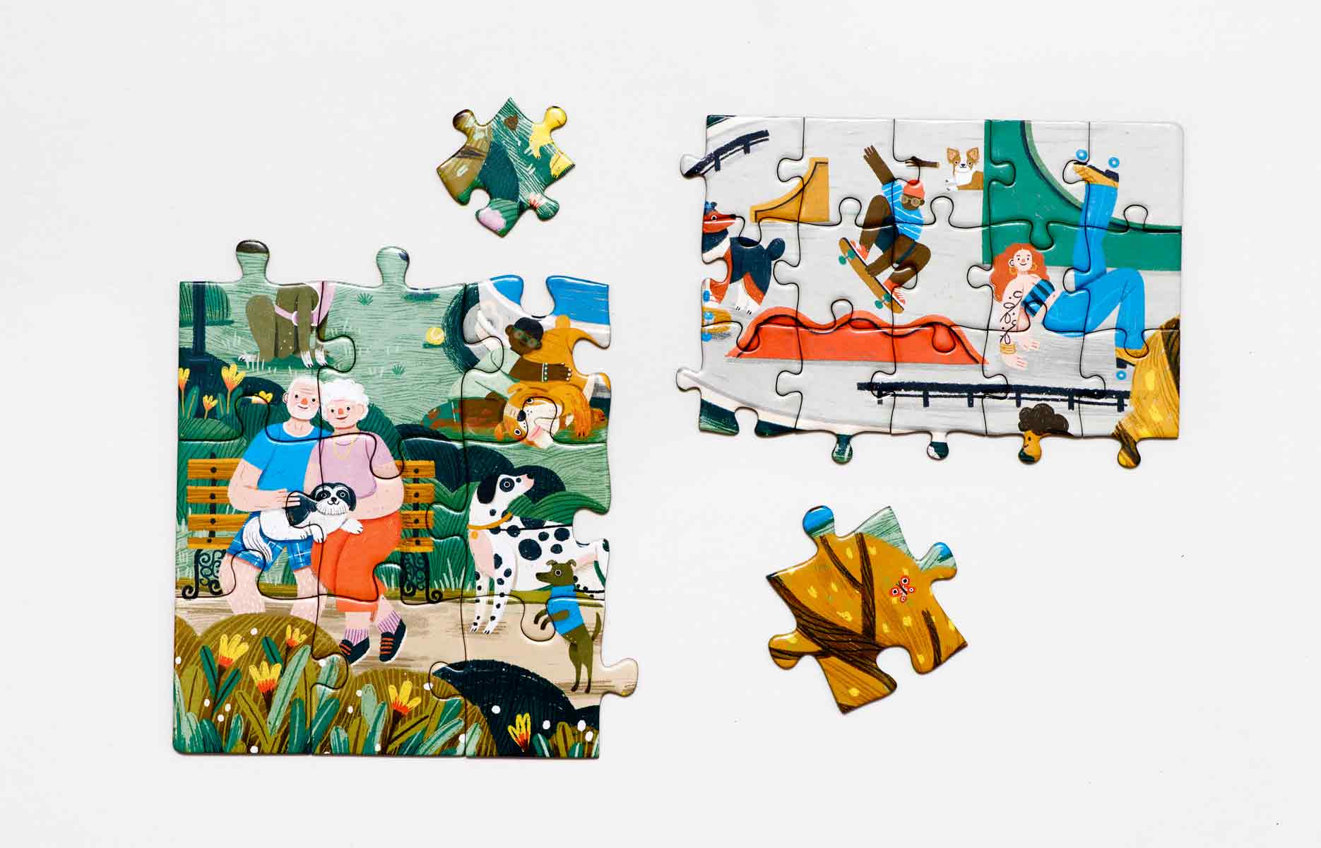 Gassi gehen Puzzle zwei Größen 180 Teile ab 6 Jahren