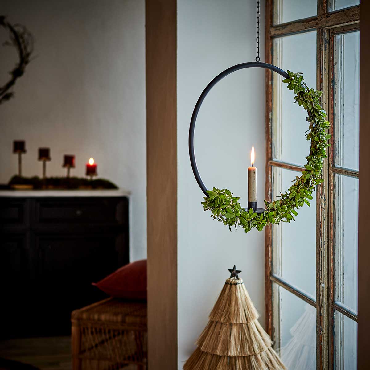 Dekoring mit Kerzenständer AXEL Eisen Schwarz 55 cm