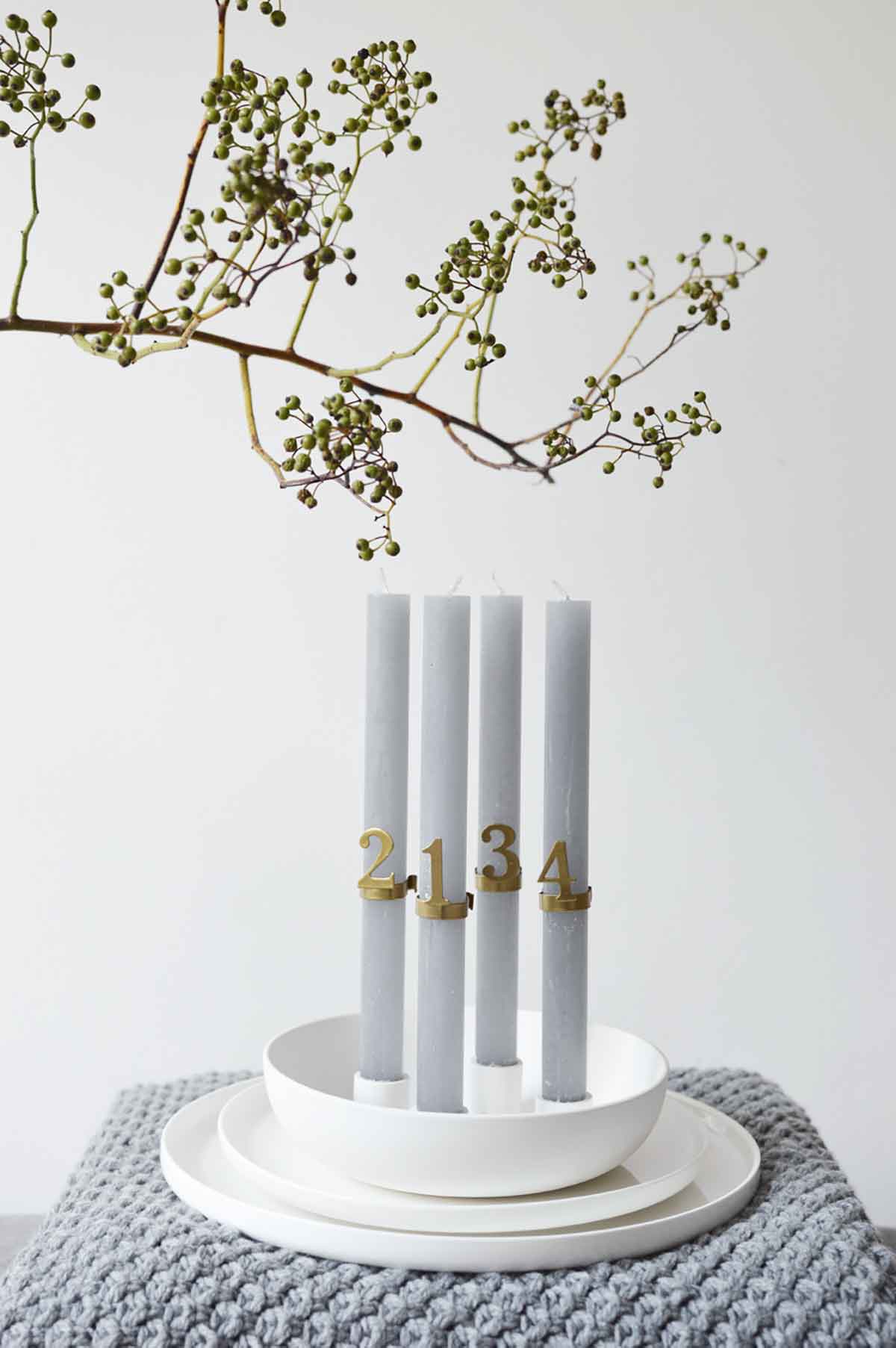 Zahlen-Dekoclips Adventskranz Metall Gold 4 Stück