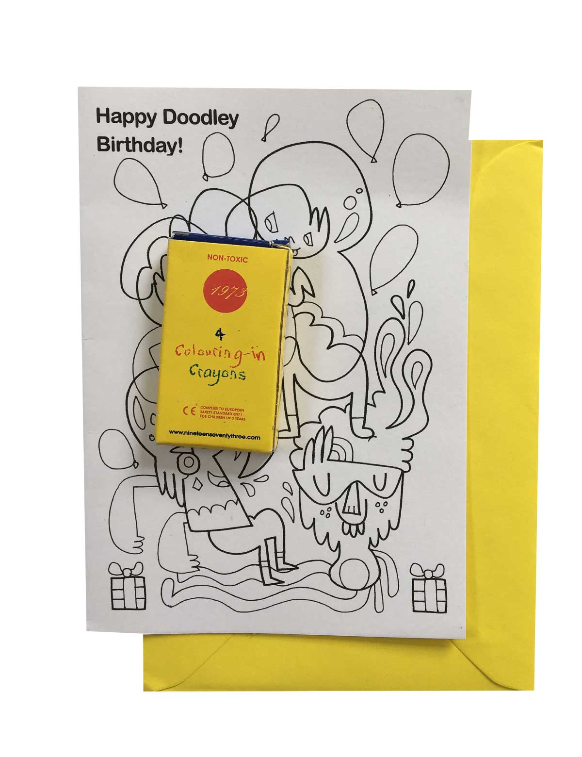 Happy Doodle Birthday Colouring-In Grusskarte 12x17 cm
