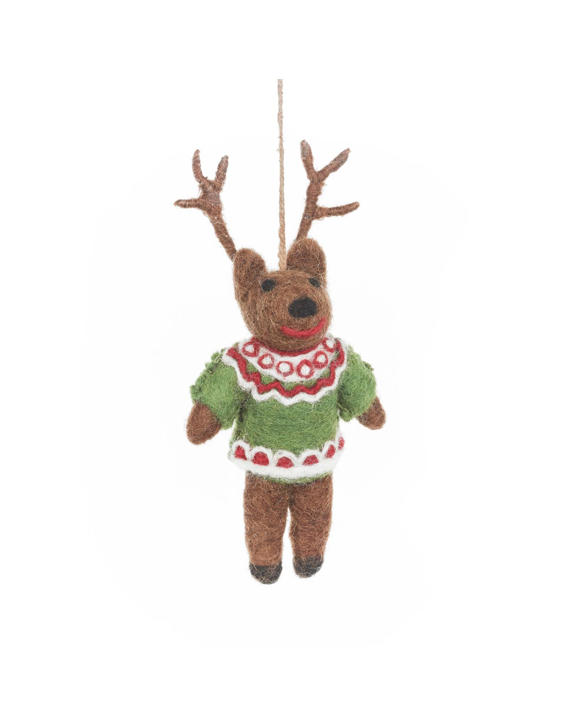 Retro Rentier Weihnachtspullover Filzanhänger 17 cm