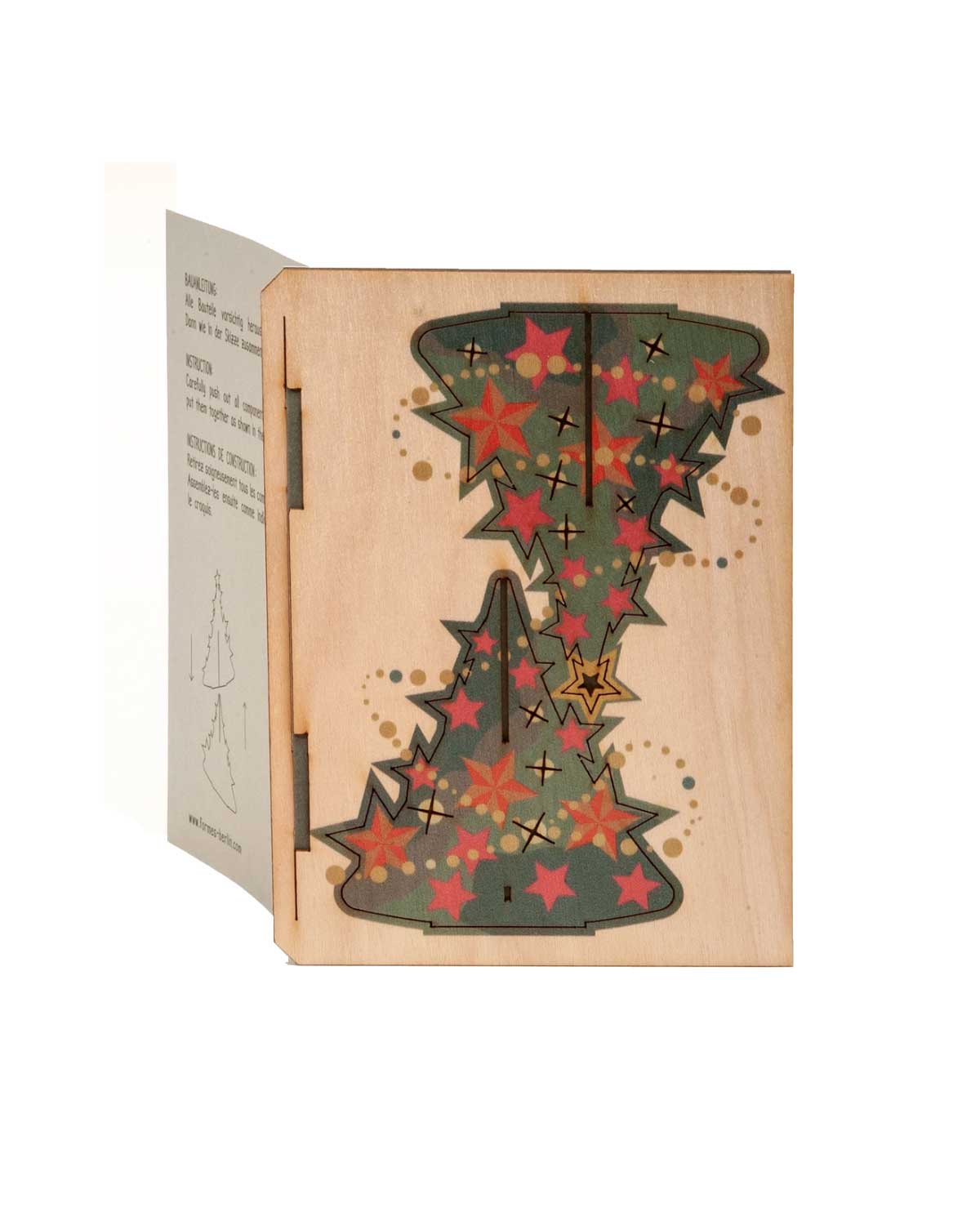 Weihnachten 3D Deko Holzkarte mit Baumschmuck