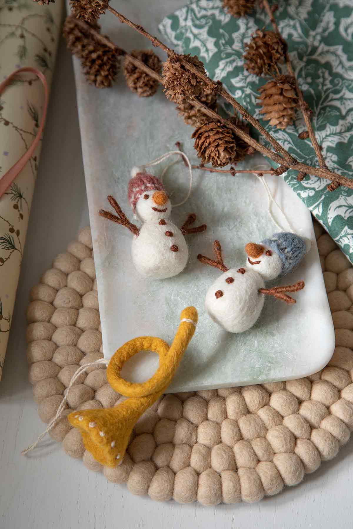 Trompete Filzanhänger Weihnachtsdeko Gelb 9x3,5 cm