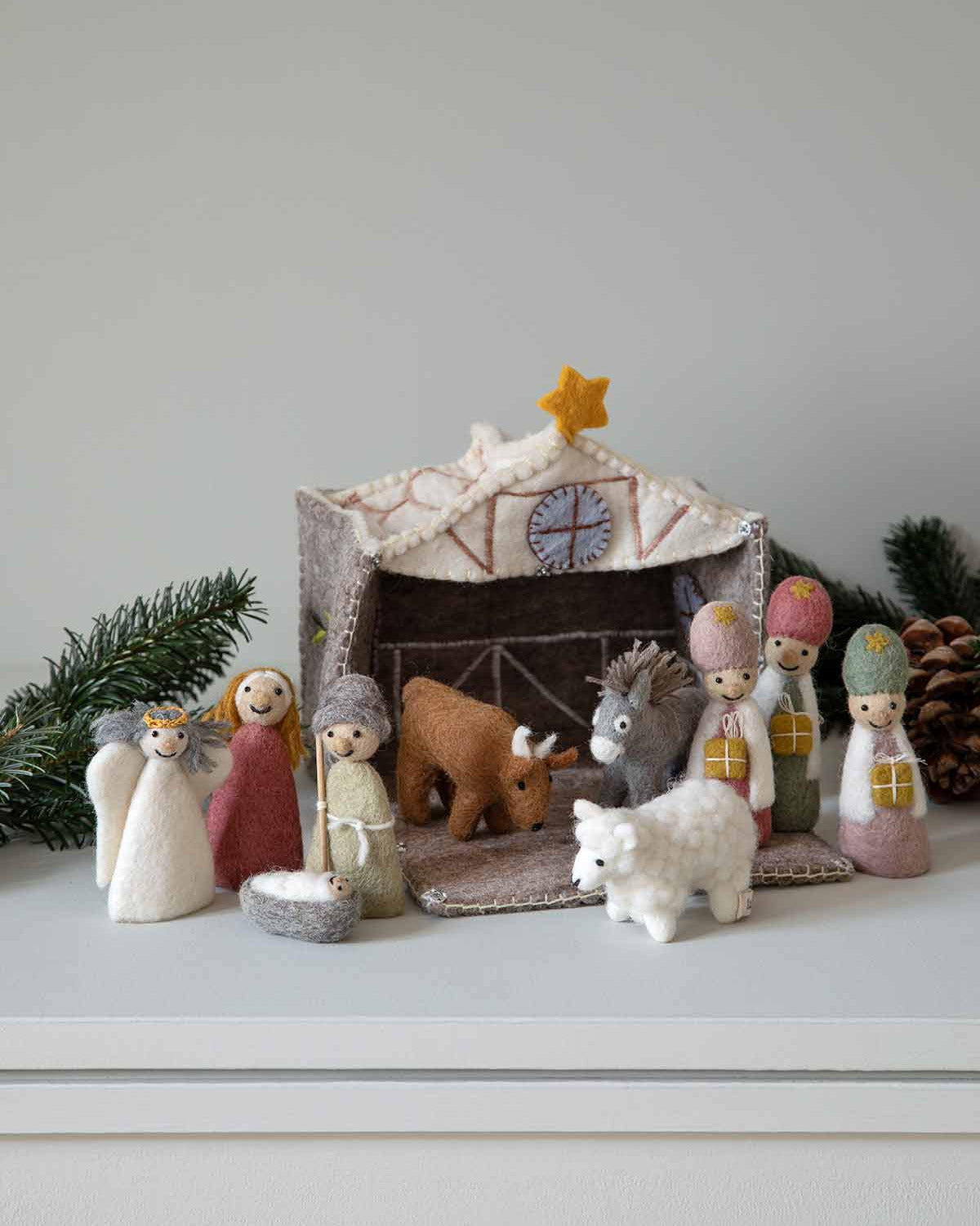 Krippenspiel Filzfiguren Weihnachtsdeko 3 Stück 13 cm