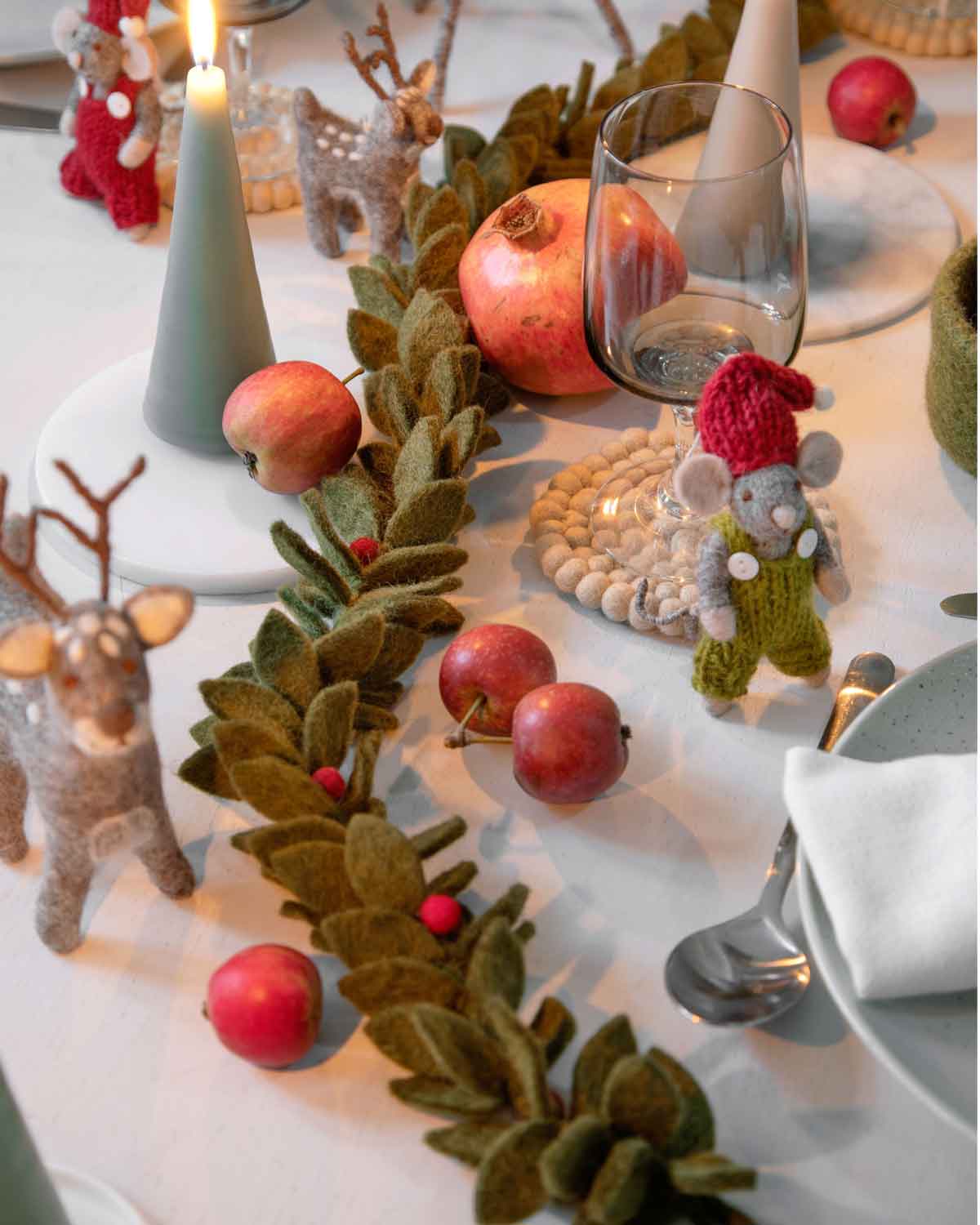 Stechpalmen Girlande Filzdeko Grün 100 cm