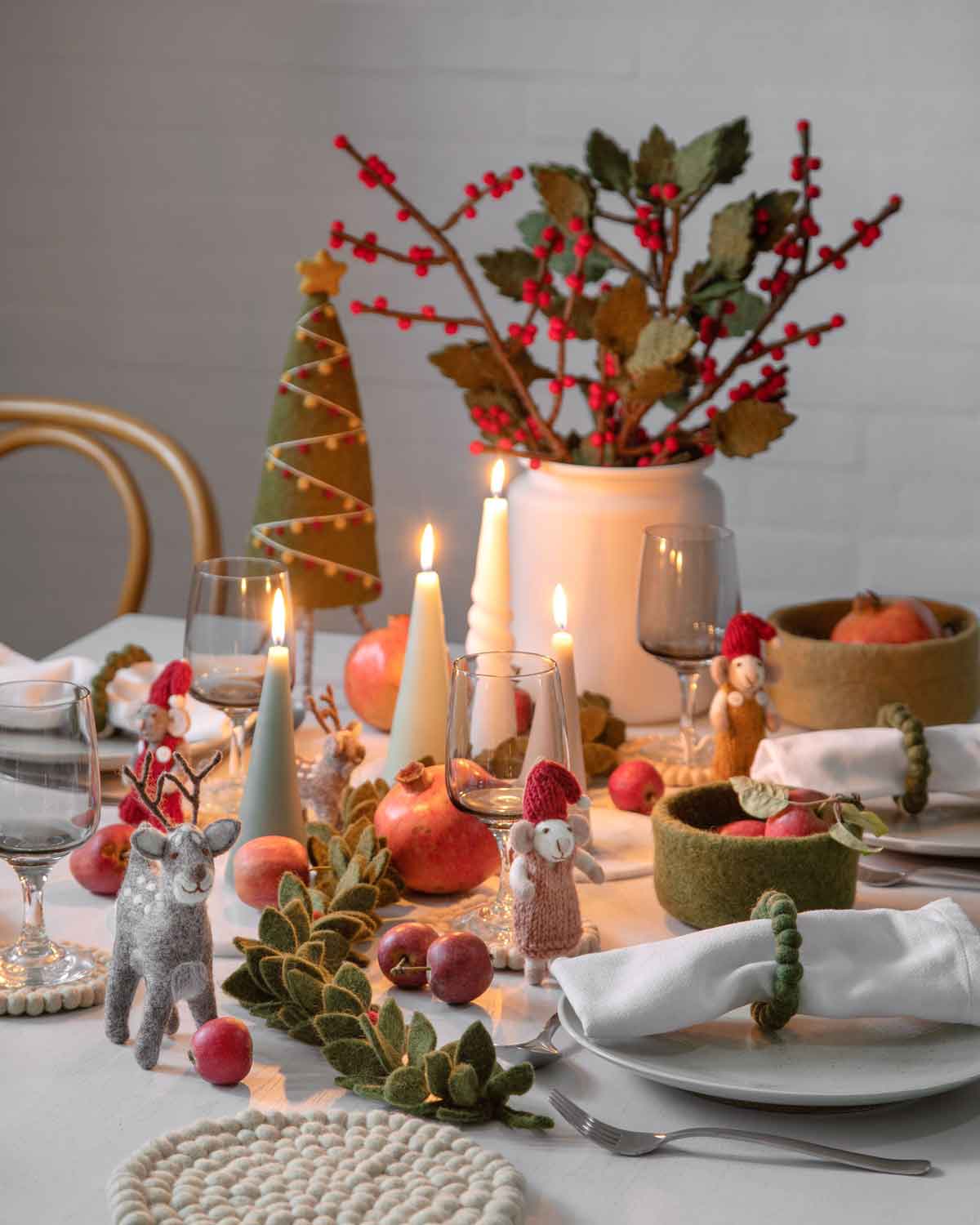 Stechpalmen Girlande Filzdeko Grün 100 cm