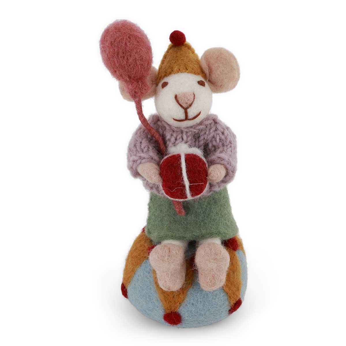 Maus mit Ballon Filz Tischdeko