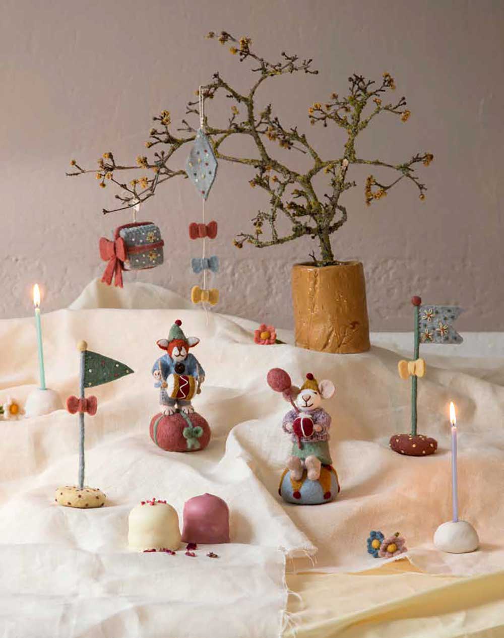 Fuchs mit Trommel Geburtstag Tischdeko Filz