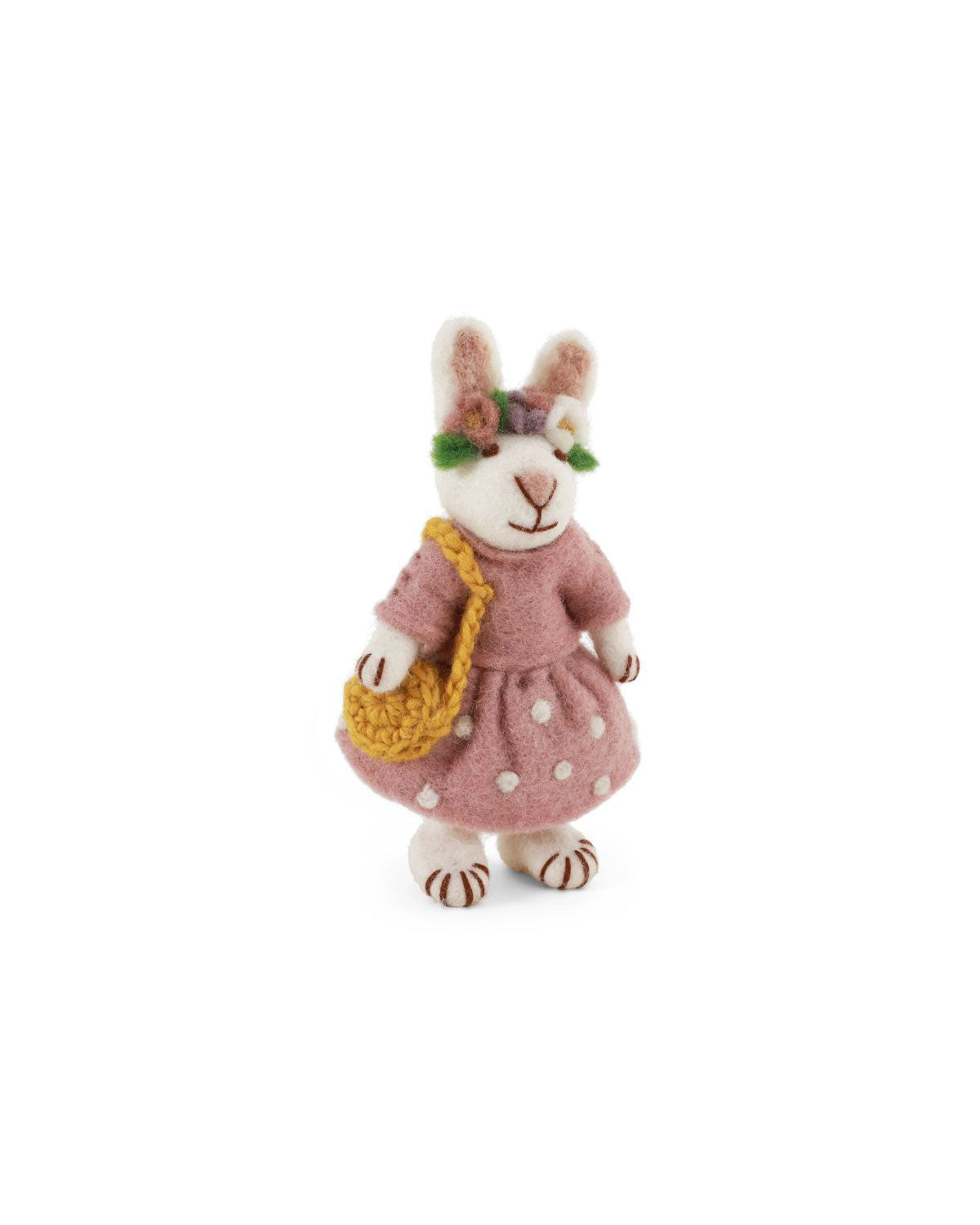 Filzhase mit Kleid Osterdeko Weiss 12 cm
