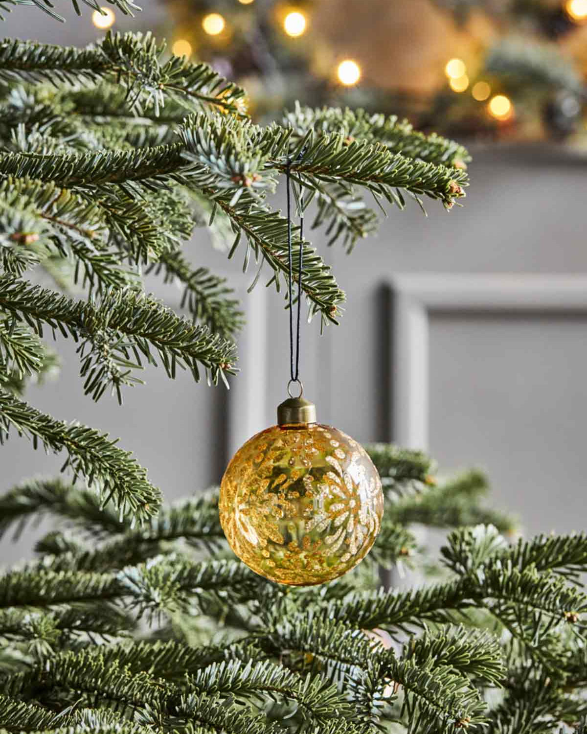 Weihnachtskugel Mente Glas Baumschmuck Gold 8 cm