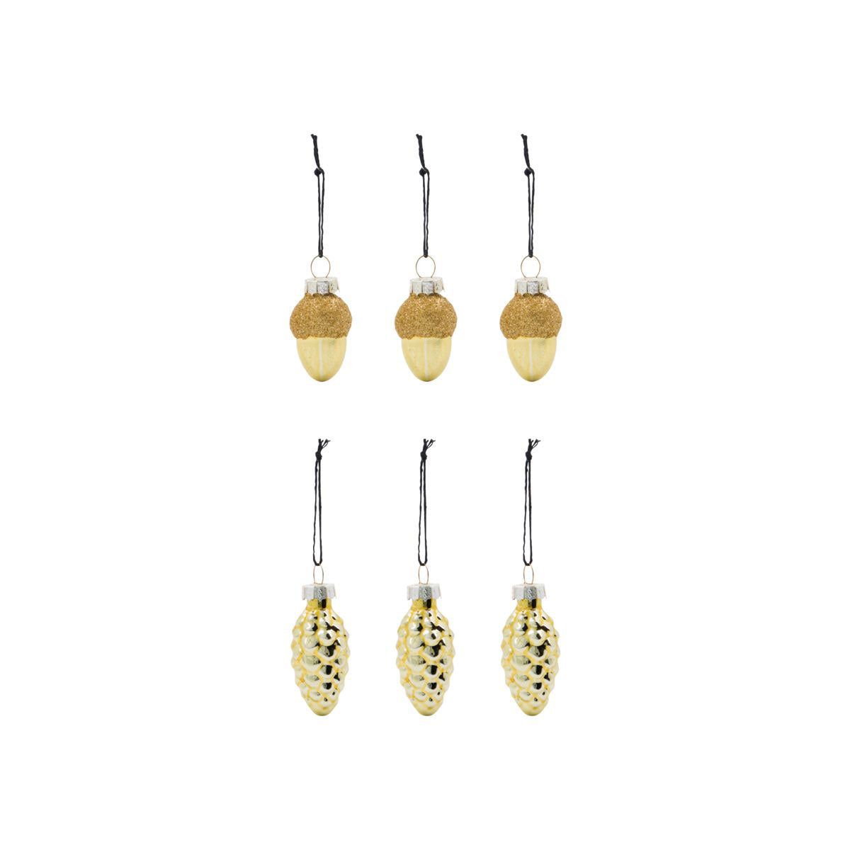 Eichel Tannenzapfen Ornamente Glint Weihnachtsdeko Gold 6er Set