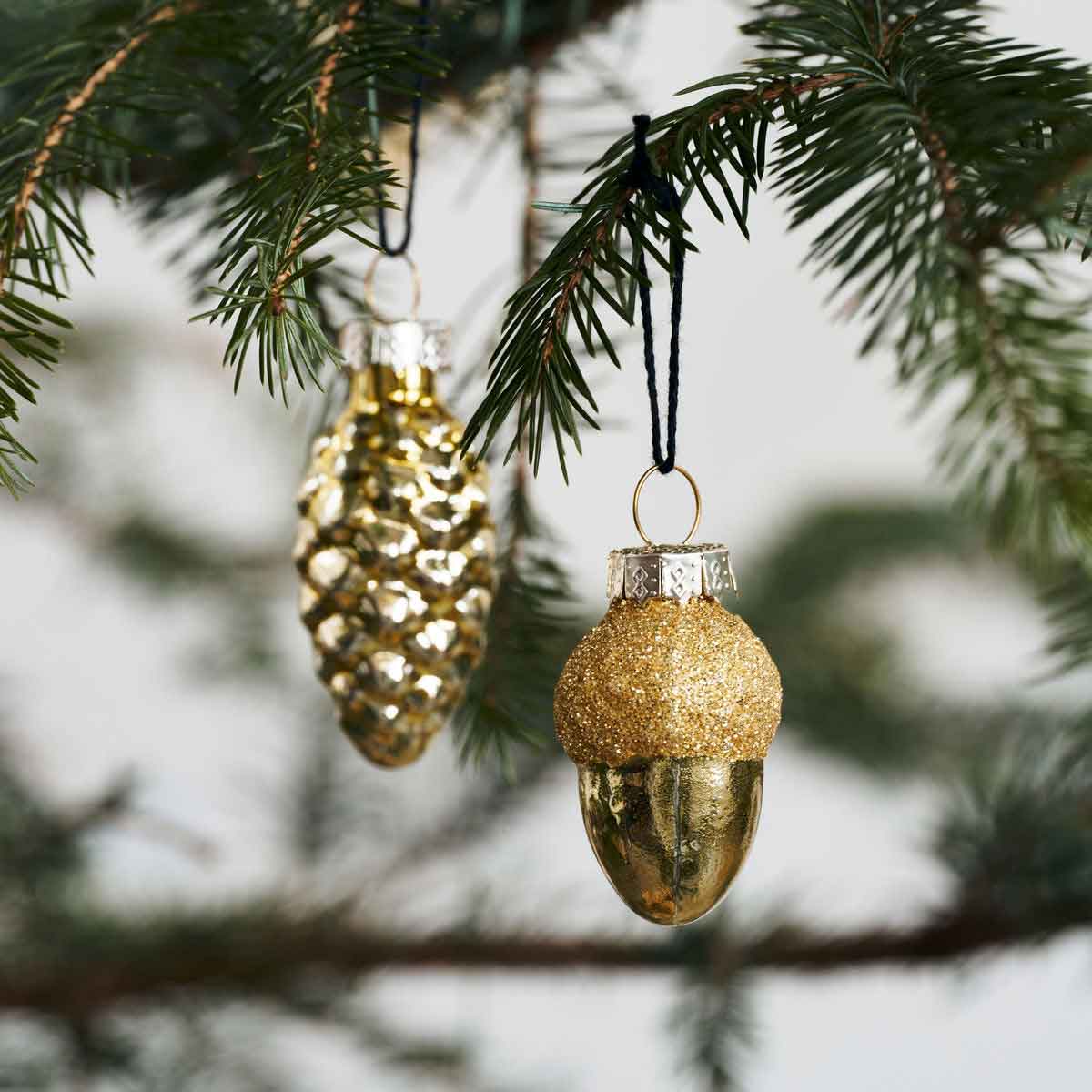 Eichel Tannenzapfen Ornamente Glint Weihnachtsdeko Gold 6er Set