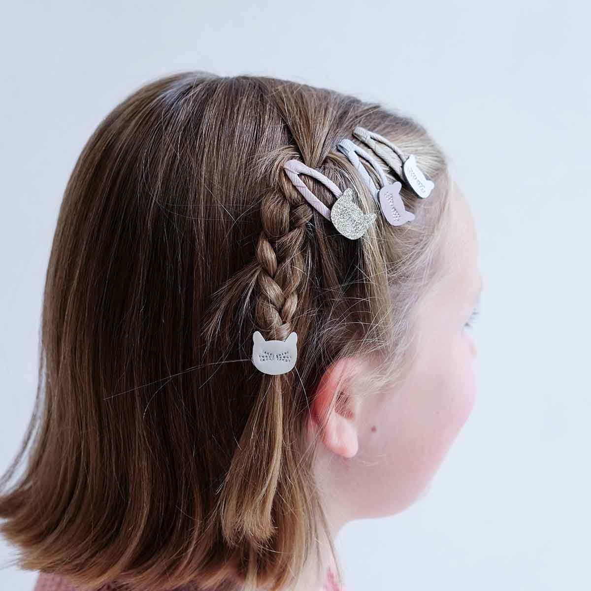 Katzen Mini Haarklammern Pastell 5 Stück 4 cm