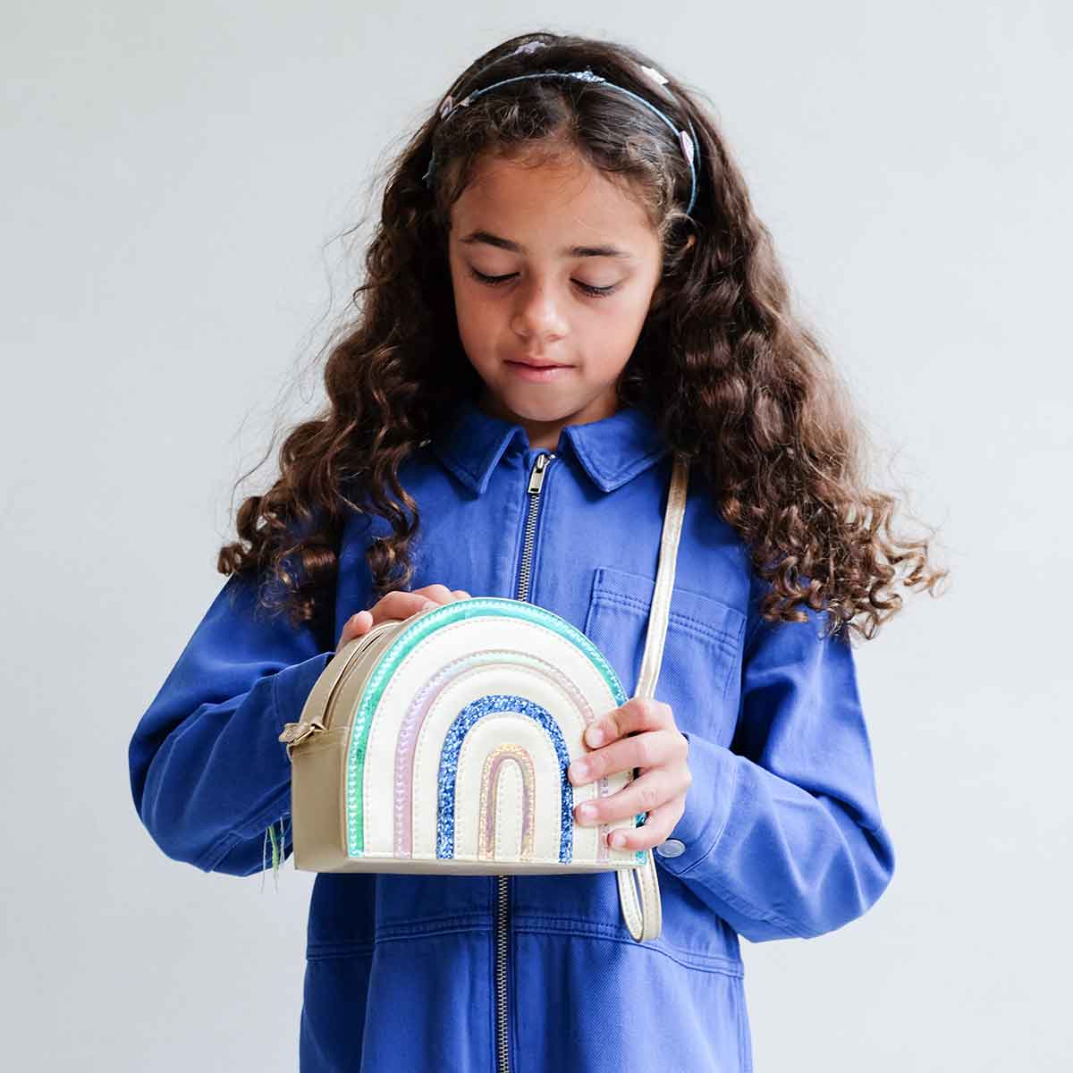 Regenbogen Kinder Umhängetasche Metalic 11x17 cm