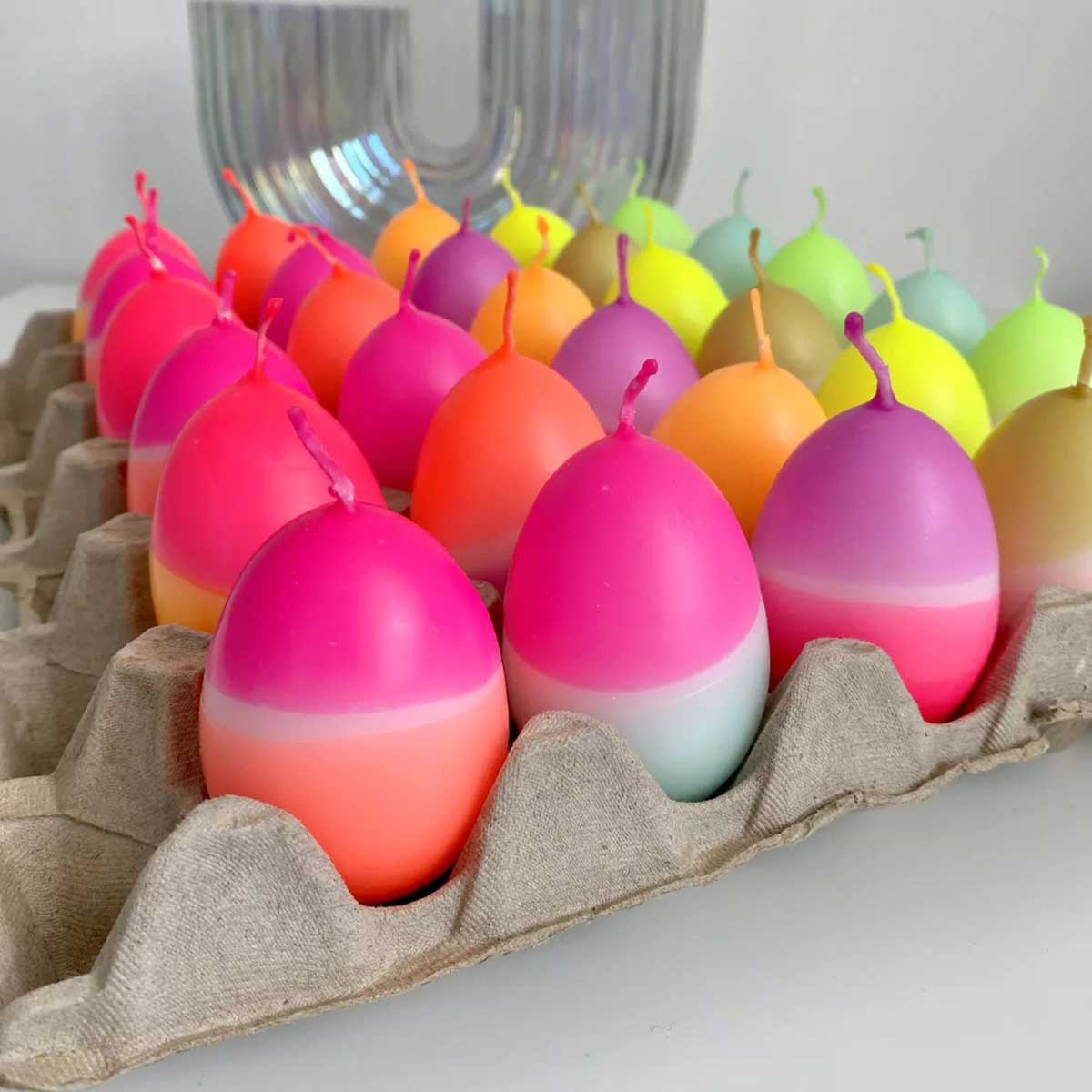 Eierkerze Dip Eye Handgefärbt Osterdeko Neonlook