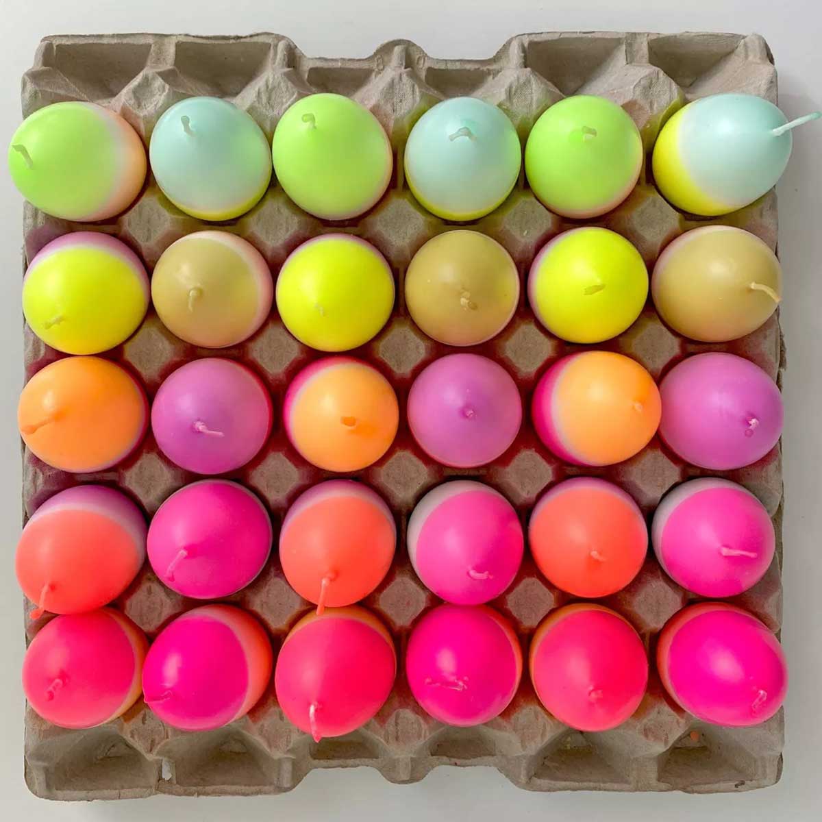 Eierkerze Dip Eye Handgefärbt Osterdeko Neonlook