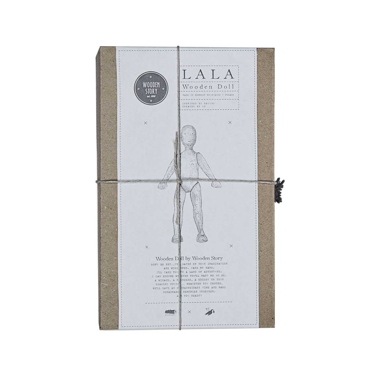 Holzpuppe Lala mit Hose Montessori Spielzeug 19 cm