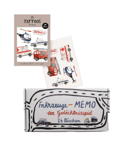 Helden-Set – Fahrzeuge-Memory & Rettungs-Tattoos