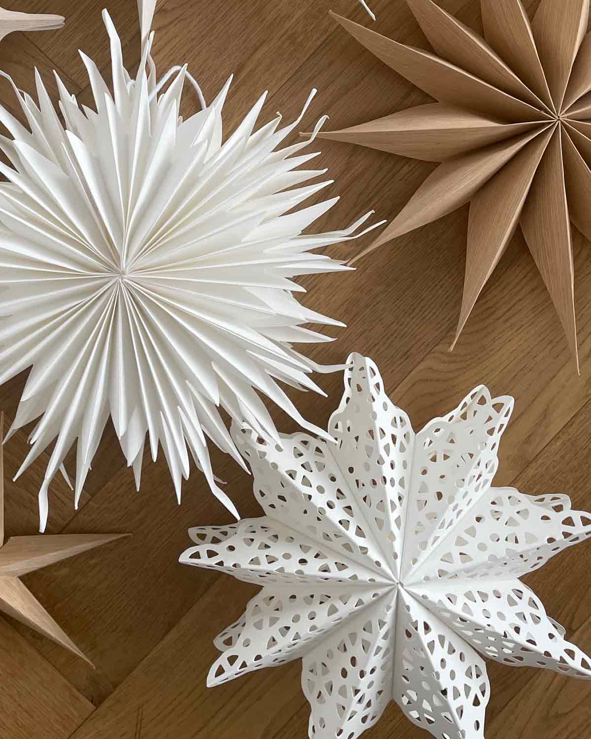 Schneeflocke Papierstern Weihnachtsdeko Weiss 22 cm