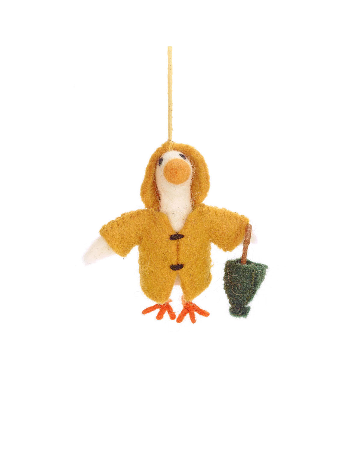 Gans im Regenmantel Filz Dekoration Gelb 9 cm
