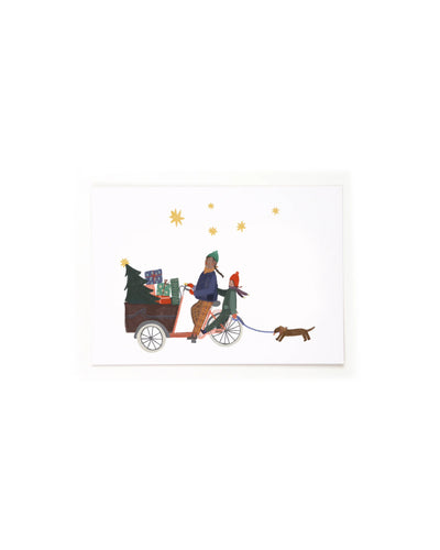 Lastenrad mit Tannenbaum Postkarte Weihnachten DIN A6