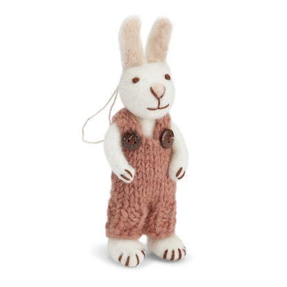 Hase mit roter Hose Filzanhänger Osterdeko Weiss 14 cm