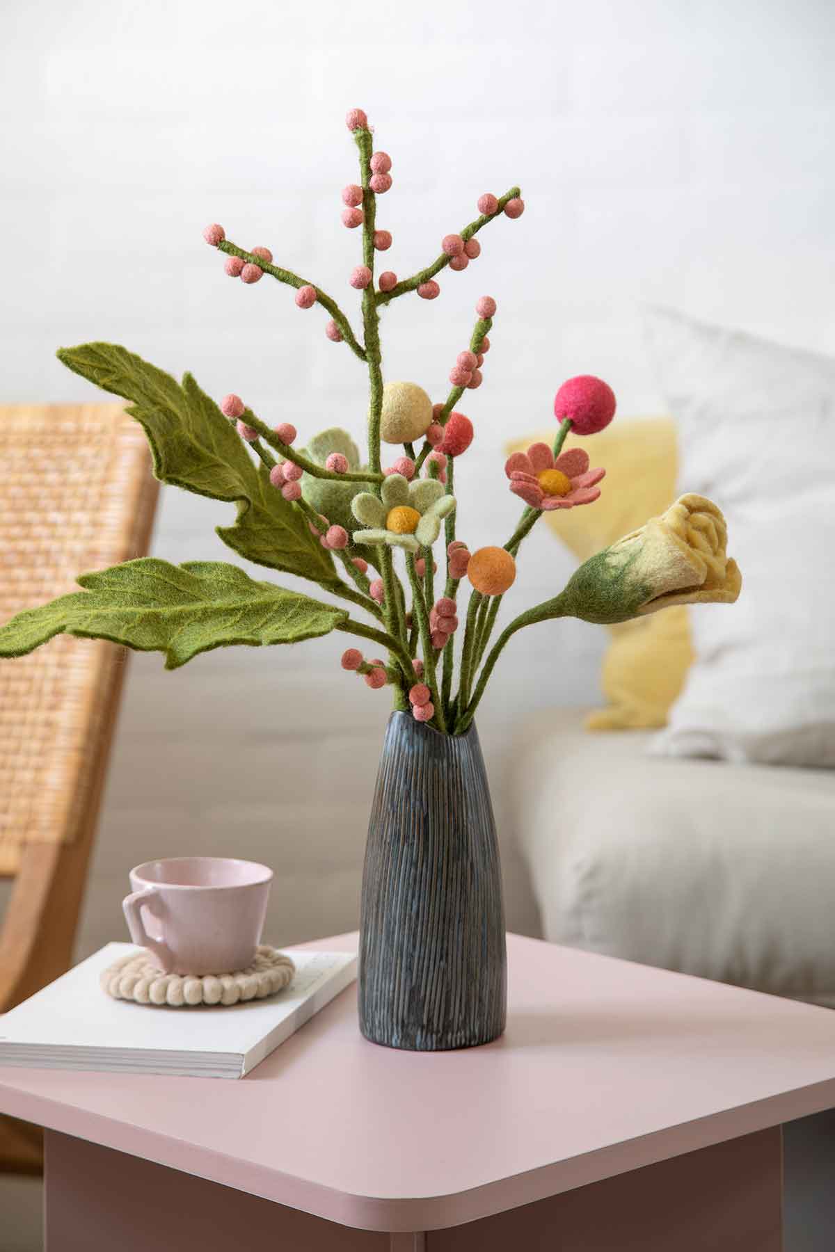Filzblume Dekoration Rund 2 cm / 30 cm