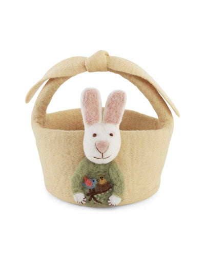Filzkorb mit Hase Gelb 23 cm