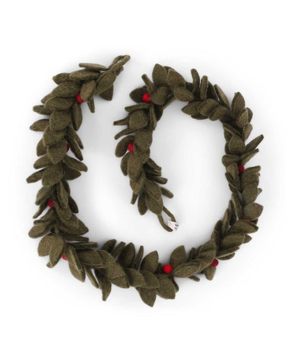 Stechpalmen Girlande Filzdeko Grün 100 cm