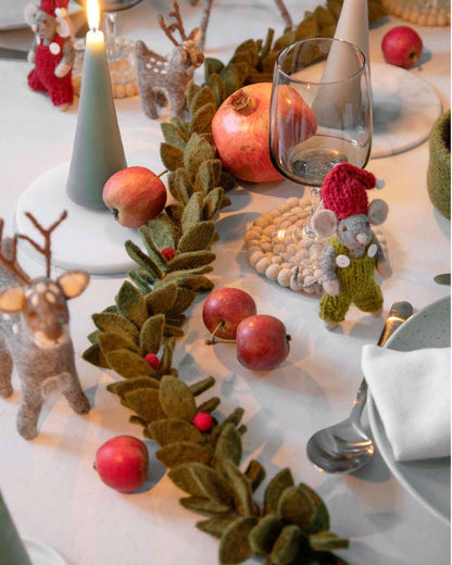 Stechpalmen Girlande Filzdeko Grün 100 cm