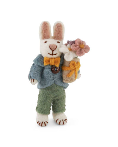 Hase mit Geschenk Filzanhänger Osterdeko Weiss 12 cm