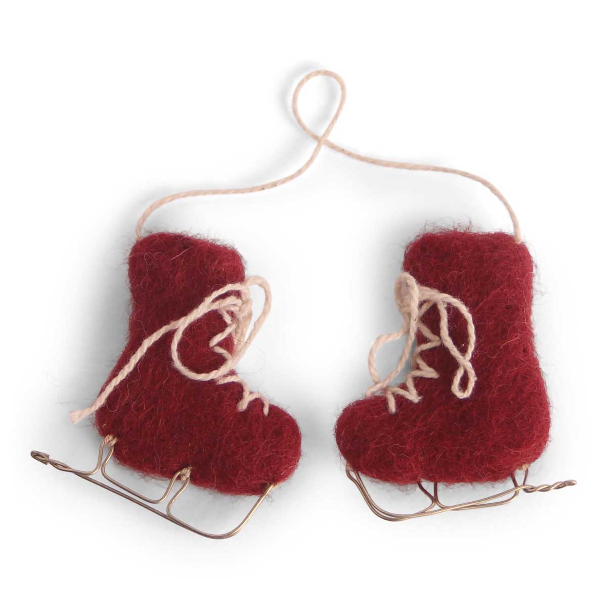 Schlittschuhe Filzanhänger Weihnachtsdeko Rot 6,5 cm
