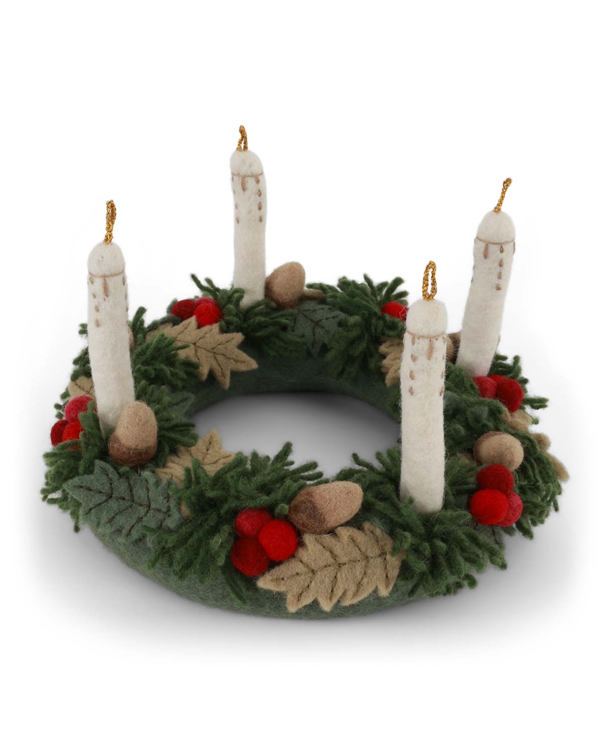 Adventskranz mit Kerzen Filz Weihnachtsdeko 22 cm