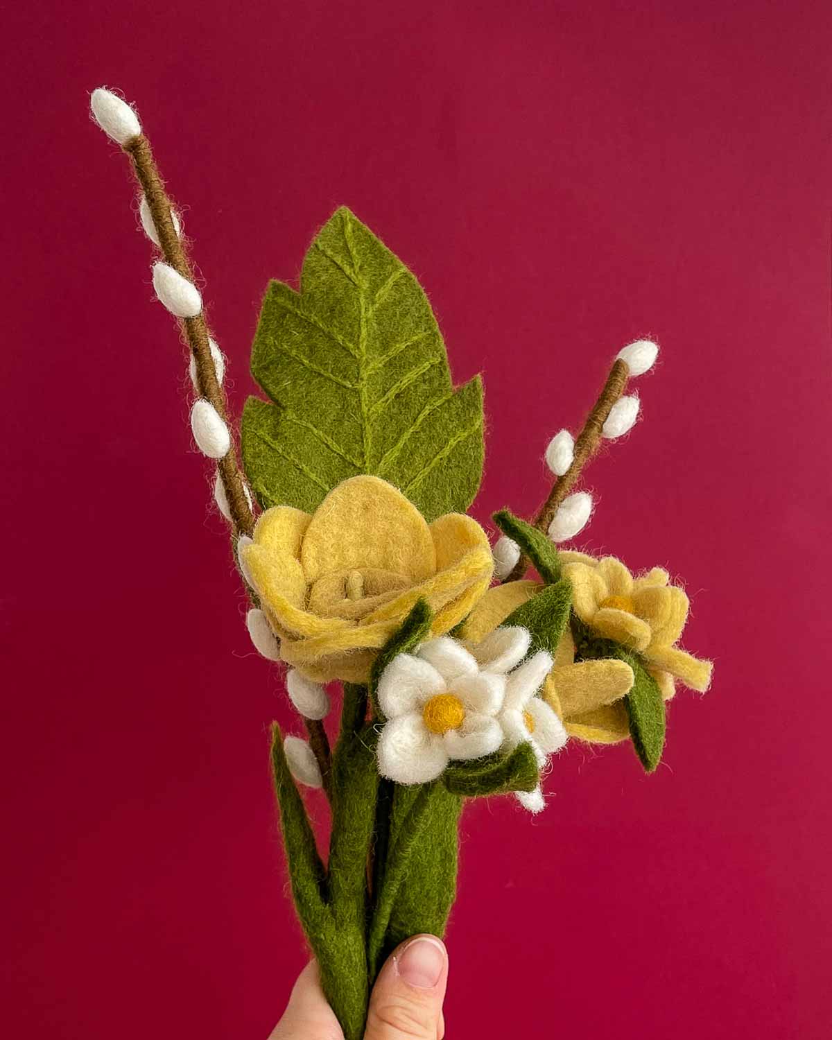 Filzblumenstrauss Narzissen Osterdeko 7 Stück