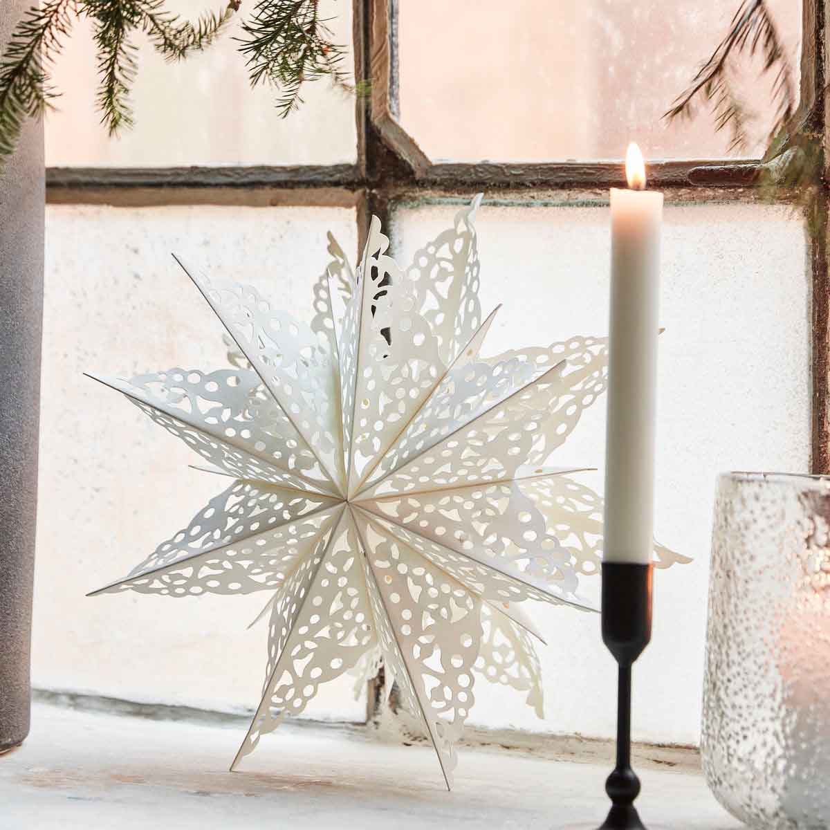 Papierstern Clip Weihnachtsdeko Weiss