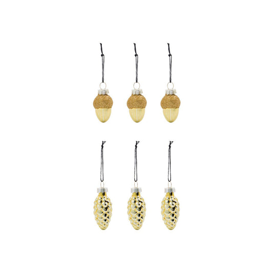 Eichel Tannenzapfen Ornamente Glint Weihnachtsdeko Gold 6er Set