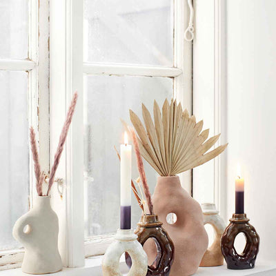 Vase Steingut Beige