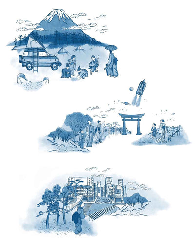 madame_mo-koinobori-KOI2.52-Toile de Jouy blau – Nahaufnahme Stoffmuster