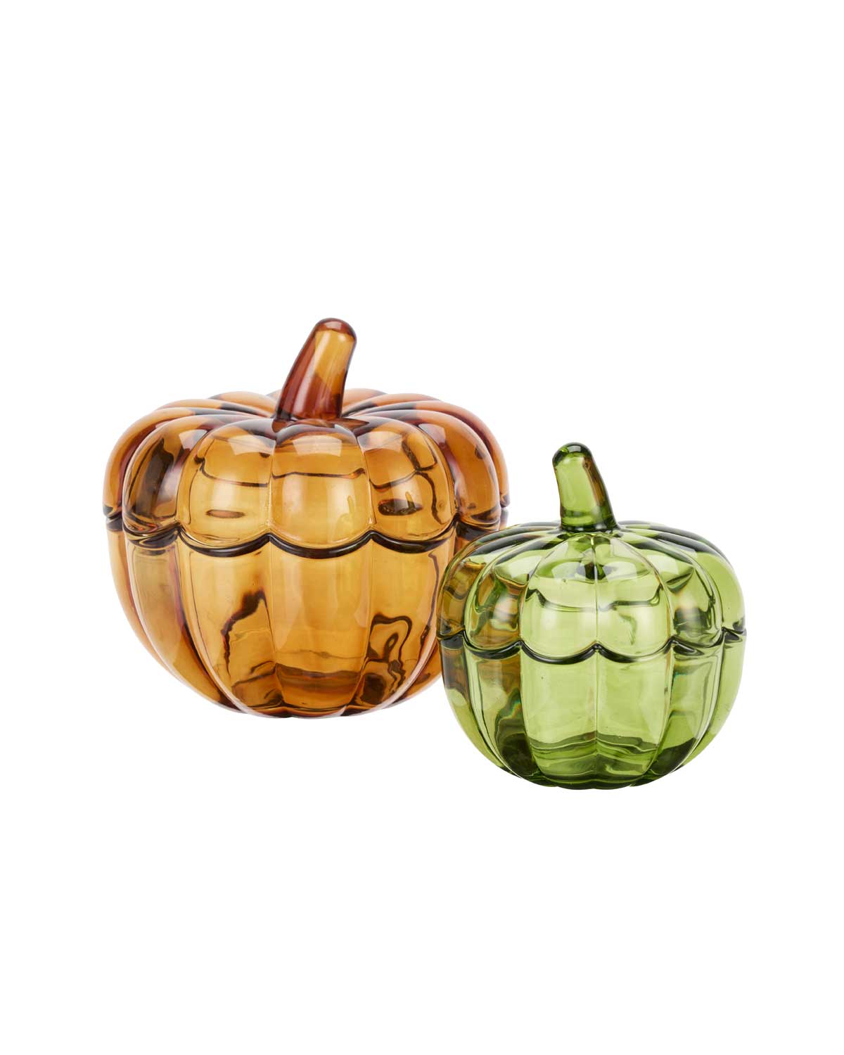 Kürbis Glasschalen mit Deckel 2er-Set