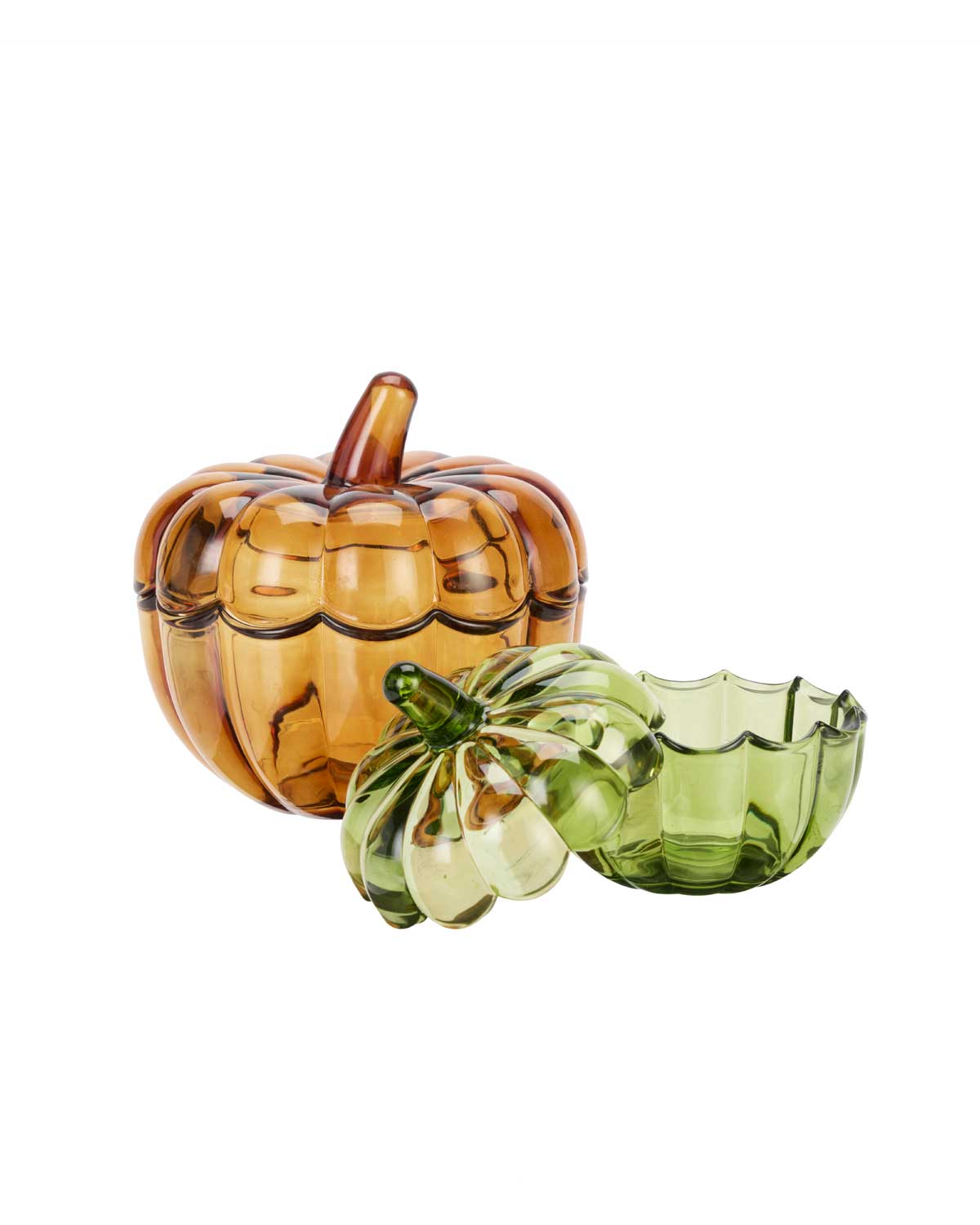 Kürbis Glasschalen mit Deckel 2er-Set