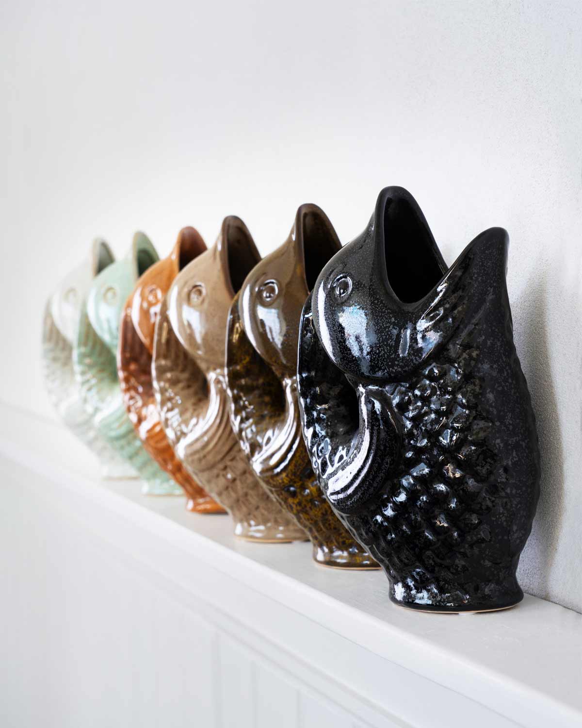 Fischvase Steingut Offwhite 23,5 cm