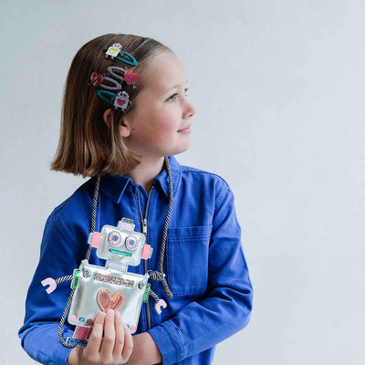 Roboter Kinder Umhängetasche Glitzer 13x20 cm