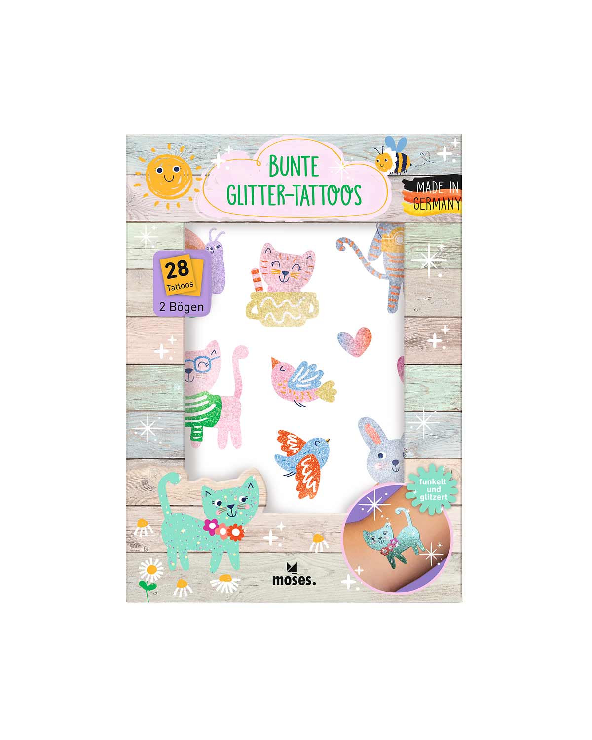 Bunte Glitzer-Tattoos 28 Stück