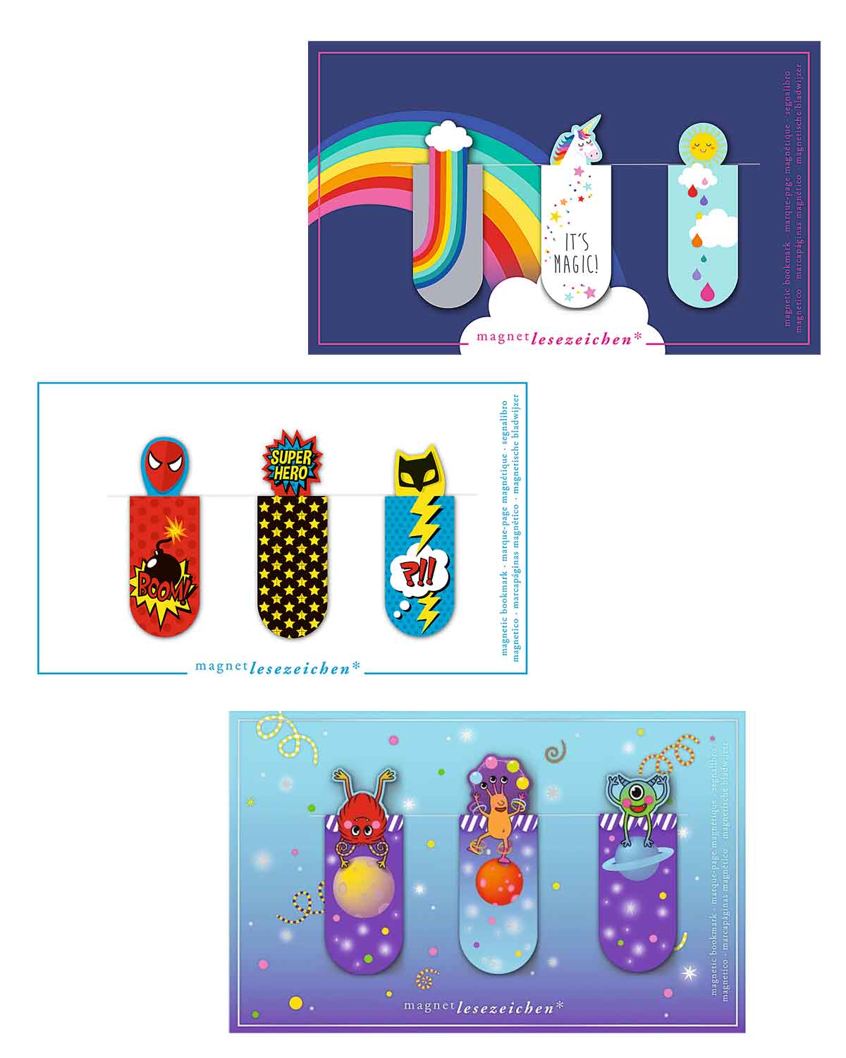 Magnetlesezeichen für Kinder 3er Set
