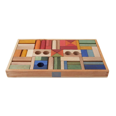 Bauklötze mit Holzkiste Regenbogen Montessori Holzspielzeug
